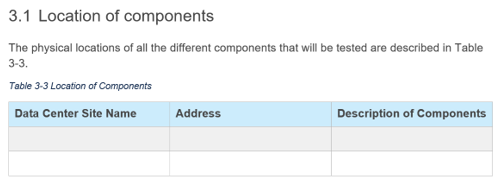 Screenshot of component location information in the FedRAMP SAP template.