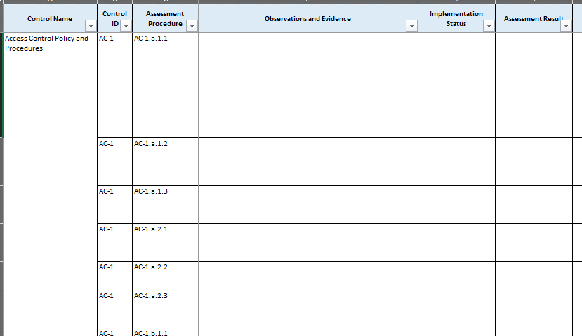 Screenshot of the FedRAMP Test Case Workbook showing the observation and evidence information.