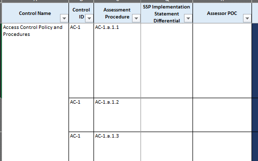 Screenshot of the FedRAMP Test Case Workbook showing the assessor POC information.